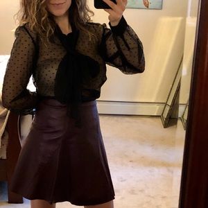 High Waisted Genuine Leather Skirt